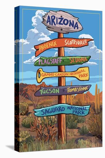 Arizona - Destination Signpost-Lantern Press-Stretched Canvas