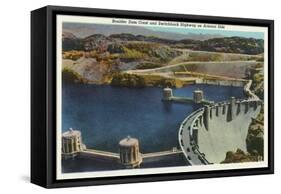 Arizona, General View of the Hoover Dam Crest and Switchback Highway-Lantern Press-Framed Stretched Canvas