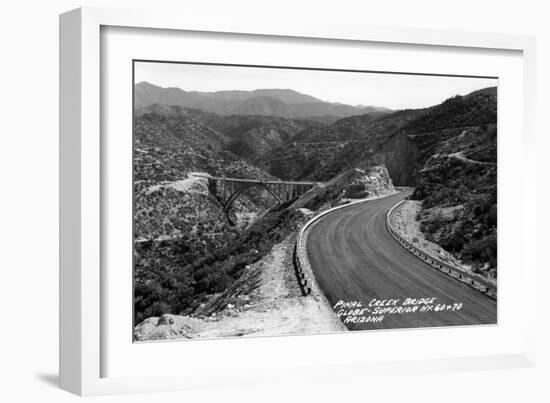 Arizona - Globe-Superior Hwy View of Pinal Creek Bridge-Lantern Press-Framed Art Print