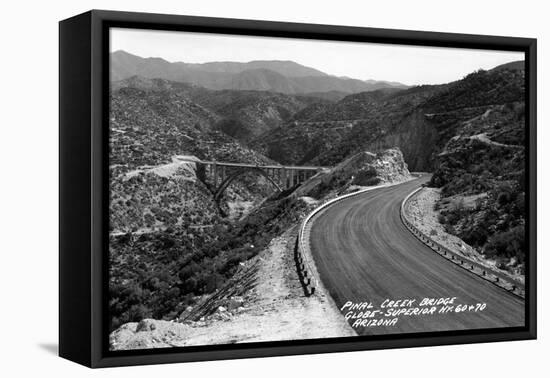 Arizona - Globe-Superior Hwy View of Pinal Creek Bridge-Lantern Press-Framed Stretched Canvas