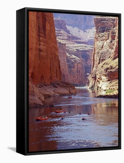 Arizona, Grand Canyon, Kayaks and Rafts on the Colorado River Pass Through the Inner Canyon, USA-John Warburton-lee-Framed Stretched Canvas
