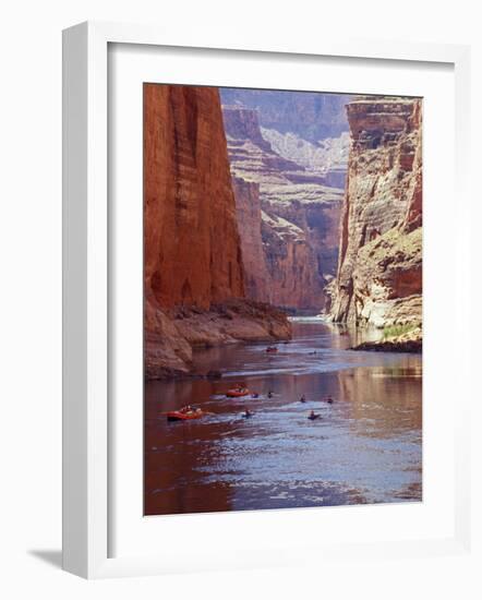 Arizona, Grand Canyon, Kayaks and Rafts on the Colorado River Pass Through the Inner Canyon, USA-John Warburton-lee-Framed Photographic Print