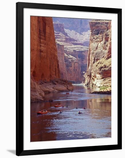 Arizona, Grand Canyon, Kayaks and Rafts on the Colorado River Pass Through the Inner Canyon, USA-John Warburton-lee-Framed Photographic Print