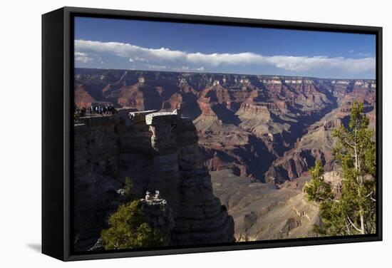 Arizona, Grand Canyon National Park, Grand Canyon and Tourists at Mather Point-David Wall-Framed Stretched Canvas