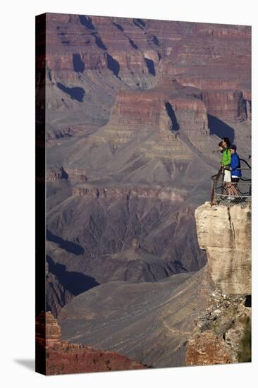 Arizona, Grand Canyon National Park, Grand Canyon and Tourists at Mather Point-David Wall-Stretched Canvas