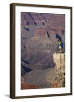 Arizona, Grand Canyon National Park, Grand Canyon and Tourists at Mather Point-David Wall-Framed Photographic Print