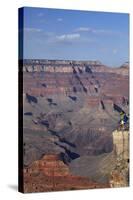 Arizona, Grand Canyon National Park, Grand Canyon and Tourists at Mather Point-David Wall-Stretched Canvas