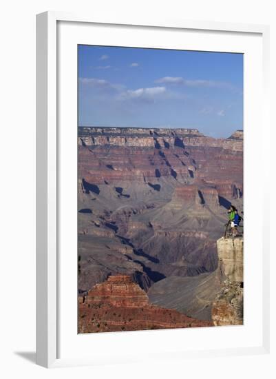 Arizona, Grand Canyon National Park, Grand Canyon and Tourists at Mather Point-David Wall-Framed Photographic Print