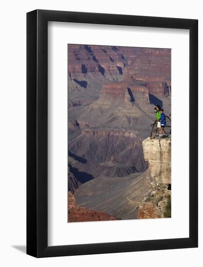 Arizona, Grand Canyon National Park, Grand Canyon and Tourists at Mather Point-David Wall-Framed Photographic Print