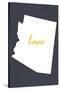 Arizona - Home State- Gray on White-Lantern Press-Stretched Canvas