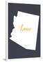 Arizona - Home State- Gray on White-Lantern Press-Framed Art Print