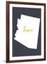 Arizona - Home State- Gray on White-Lantern Press-Framed Art Print