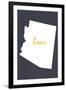 Arizona - Home State- Gray on White-Lantern Press-Framed Art Print