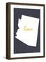 Arizona - Home State- Gray on White-Lantern Press-Framed Art Print