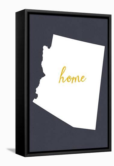 Arizona - Home State- Gray on White-Lantern Press-Framed Stretched Canvas