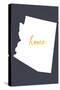 Arizona - Home State- Gray on White-Lantern Press-Stretched Canvas