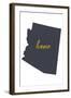 Arizona - Home State- White on Gray-Lantern Press-Framed Art Print