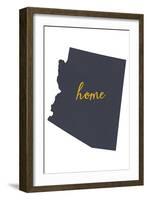 Arizona - Home State- White on Gray-Lantern Press-Framed Art Print