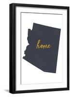 Arizona - Home State- White on Gray-Lantern Press-Framed Art Print