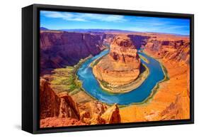 Arizona Horseshoe Bend Meander of Colorado River in Glen Canyon-holbox-Framed Stretched Canvas