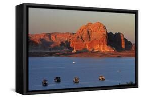 Arizona, Houseboats on Lake Powell at Wahweap-David Wall-Framed Stretched Canvas