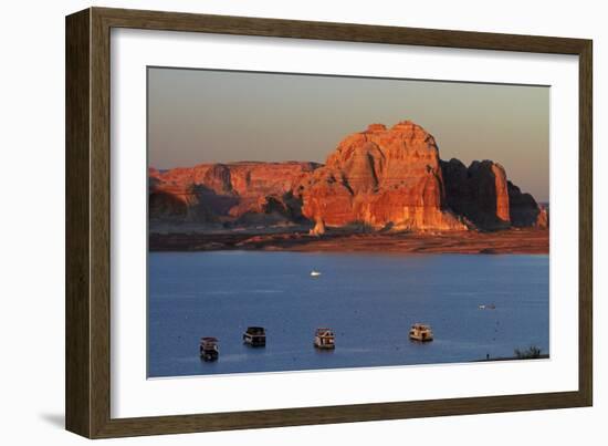 Arizona, Houseboats on Lake Powell at Wahweap-David Wall-Framed Photographic Print