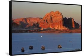 Arizona, Houseboats on Lake Powell at Wahweap-David Wall-Framed Stretched Canvas