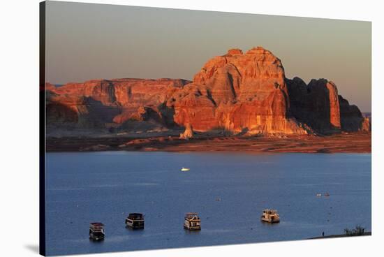 Arizona, Houseboats on Lake Powell at Wahweap-David Wall-Stretched Canvas