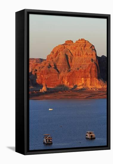 Arizona, Houseboats on Lake Powell at Wahweap-David Wall-Framed Stretched Canvas