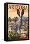 Arizona - Jackrabbit-Lantern Press-Framed Stretched Canvas