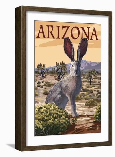 Arizona - Jackrabbit-Lantern Press-Framed Art Print