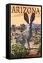 Arizona - Jackrabbit-Lantern Press-Framed Stretched Canvas