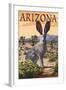 Arizona - Jackrabbit-Lantern Press-Framed Art Print