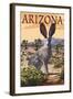 Arizona - Jackrabbit-Lantern Press-Framed Art Print