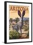 Arizona - Jackrabbit-Lantern Press-Framed Art Print