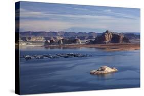 Arizona, Lake Powell and Houseboats at Wahweap Marina-David Wall-Stretched Canvas