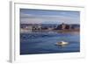 Arizona, Lake Powell and Houseboats at Wahweap Marina-David Wall-Framed Photographic Print