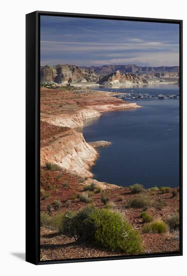 Arizona, Lake Powell at Wahweap, Far Shoreline Is in Utah-David Wall-Framed Stretched Canvas