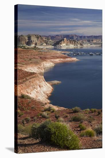 Arizona, Lake Powell at Wahweap, Far Shoreline Is in Utah-David Wall-Stretched Canvas