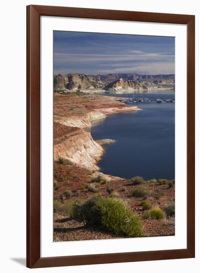 Arizona, Lake Powell at Wahweap, Far Shoreline Is in Utah-David Wall-Framed Photographic Print