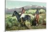 Arizona - Navajo Men on Horseback-Lantern Press-Stretched Canvas