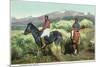 Arizona - Navajo Men on Horseback-Lantern Press-Mounted Premium Giclee Print