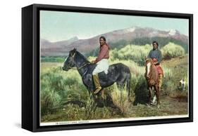 Arizona - Navajo Men on Horseback-Lantern Press-Framed Stretched Canvas