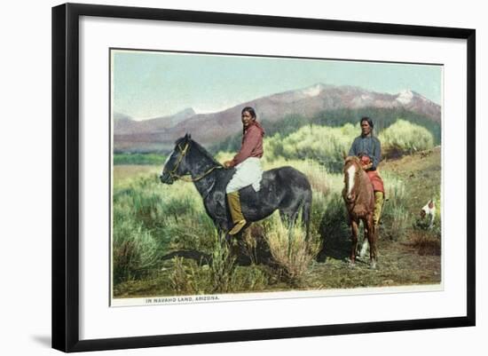 Arizona - Navajo Men on Horseback-Lantern Press-Framed Art Print