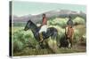 Arizona - Navajo Men on Horseback-Lantern Press-Stretched Canvas