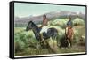 Arizona - Navajo Men on Horseback-Lantern Press-Framed Stretched Canvas