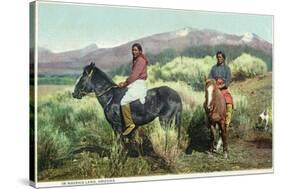 Arizona - Navajo Men on Horseback-Lantern Press-Stretched Canvas