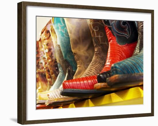 Arizona, Old Scotsdale, Line Up of New Cowboy Boots-Terry Eggers-Framed Photographic Print