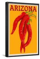 Arizona - Red Chili - Letterpress-Lantern Press-Framed Art Print