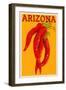 Arizona - Red Chili - Letterpress-Lantern Press-Framed Art Print